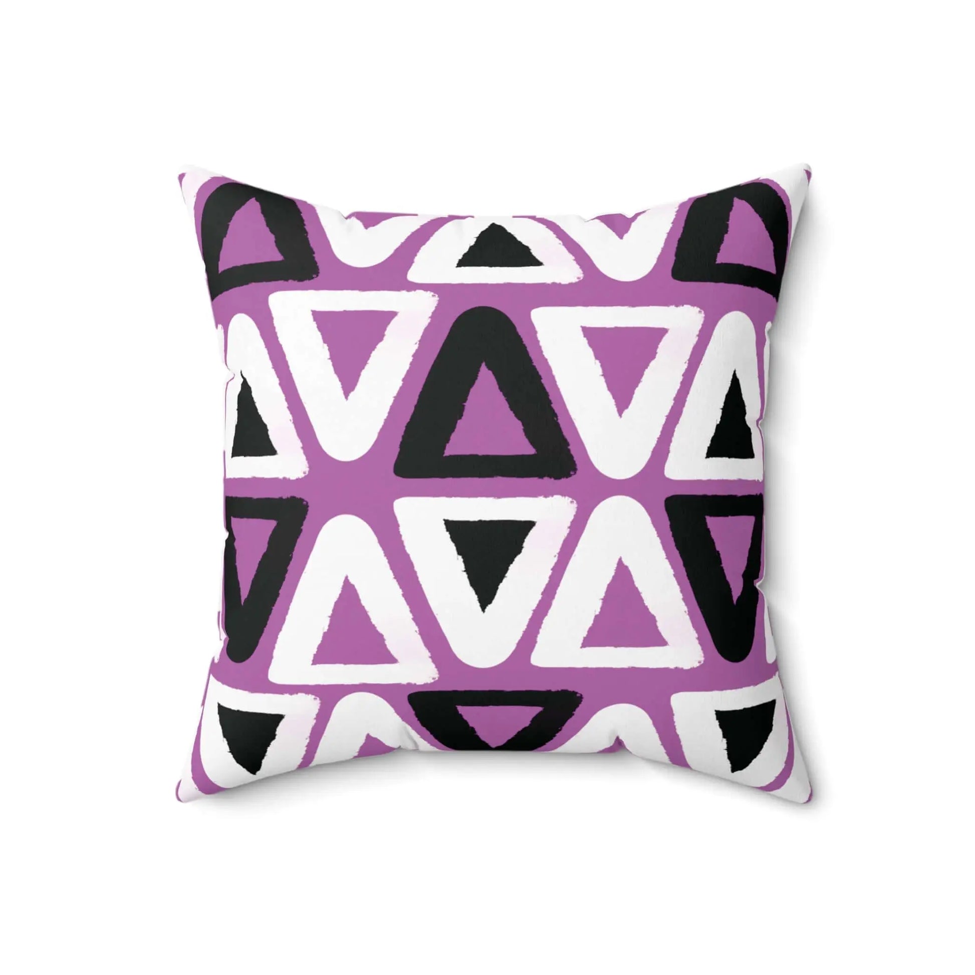 Purple Triangle Pattern Square Spun Polyester Throw Pillow