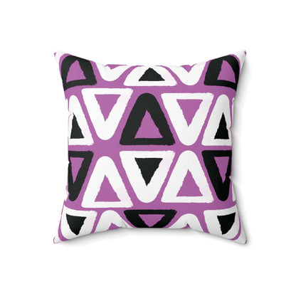 Purple Triangle Pattern Square Spun Polyester Throw Pillow