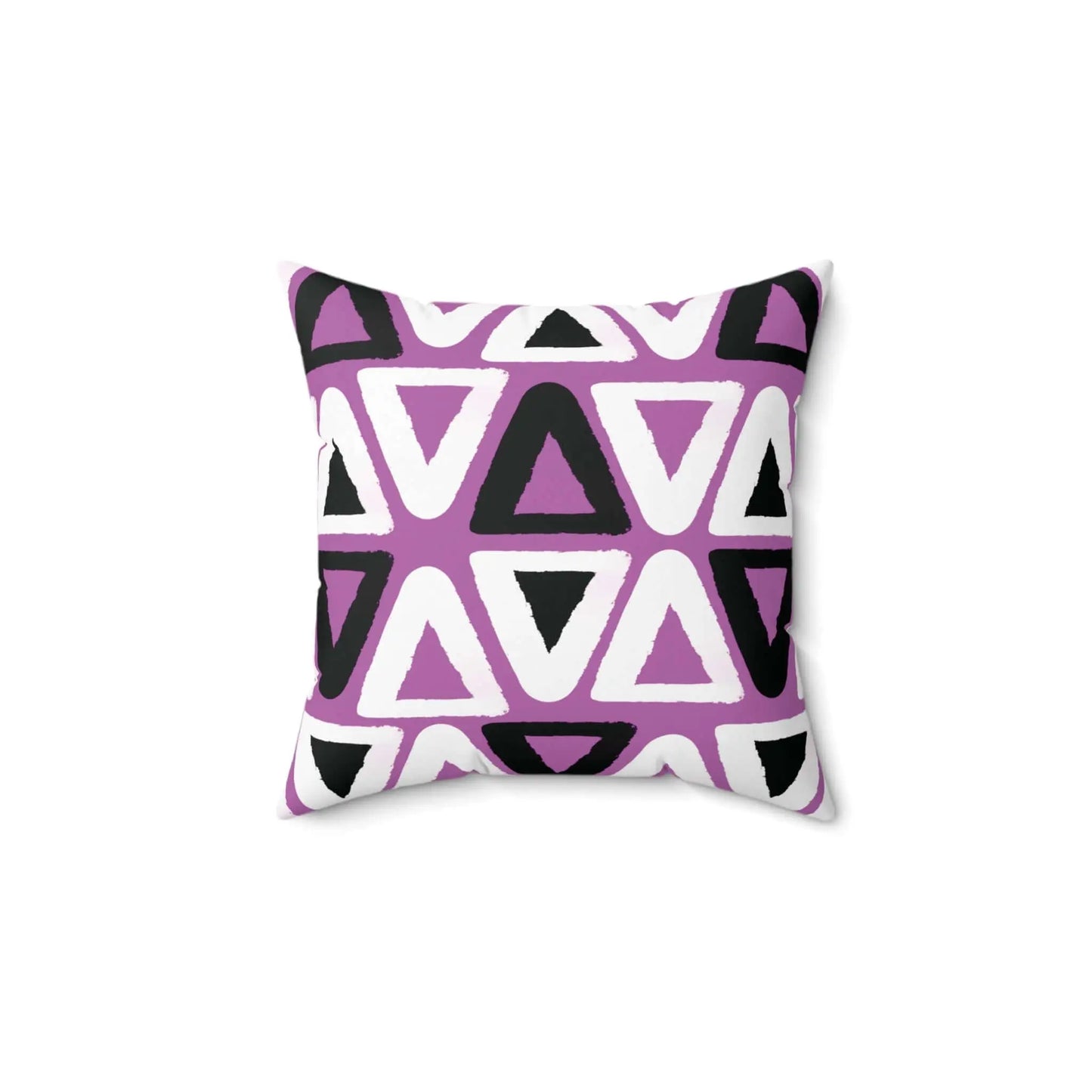 Purple Triangle Pattern Square Spun Polyester Throw Pillow