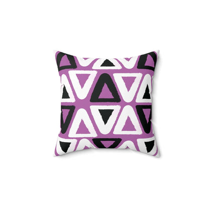 Purple Triangle Pattern Square Spun Polyester Throw Pillow