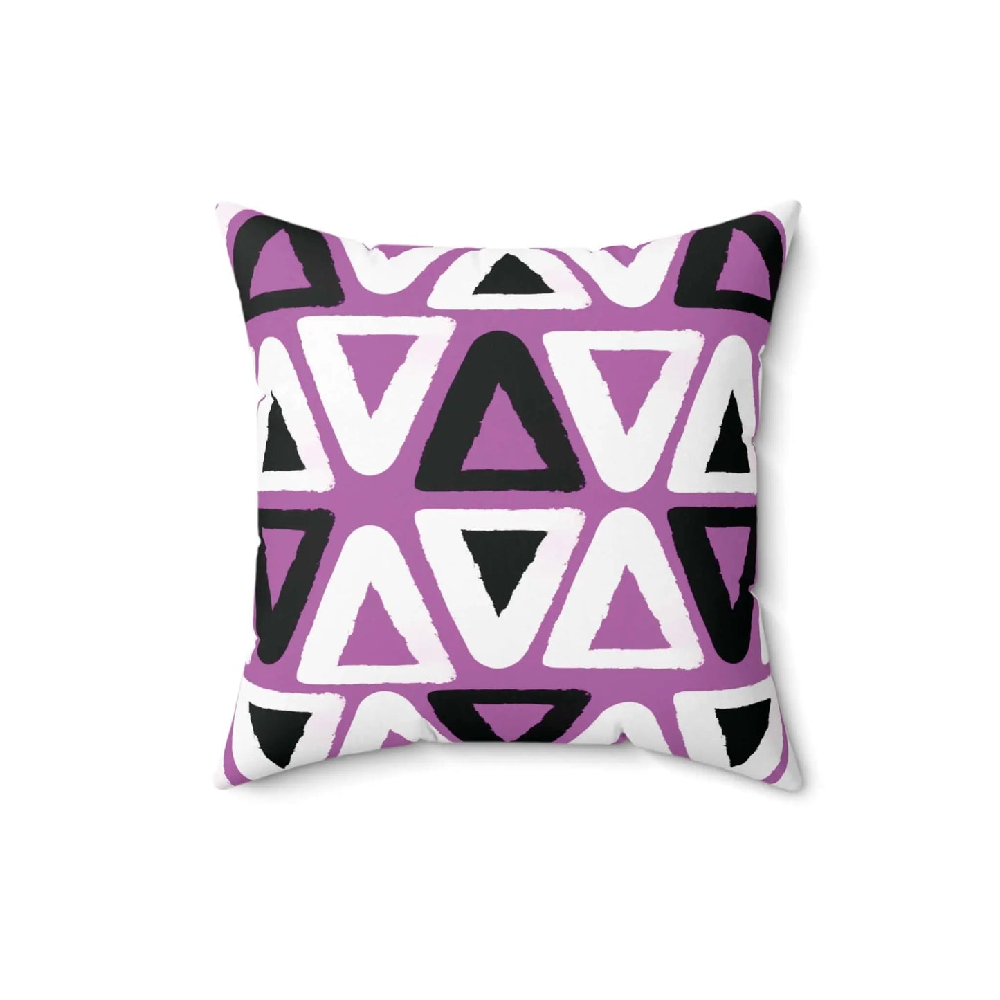 Purple Triangle Pattern Square Spun Polyester Throw Pillow