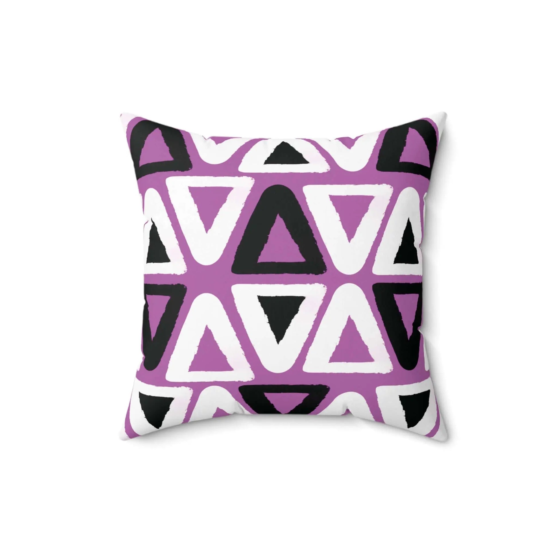 Purple Triangle Pattern Square Spun Polyester Throw Pillow