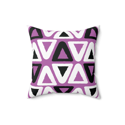 Purple Triangle Pattern Square Spun Polyester Throw Pillow