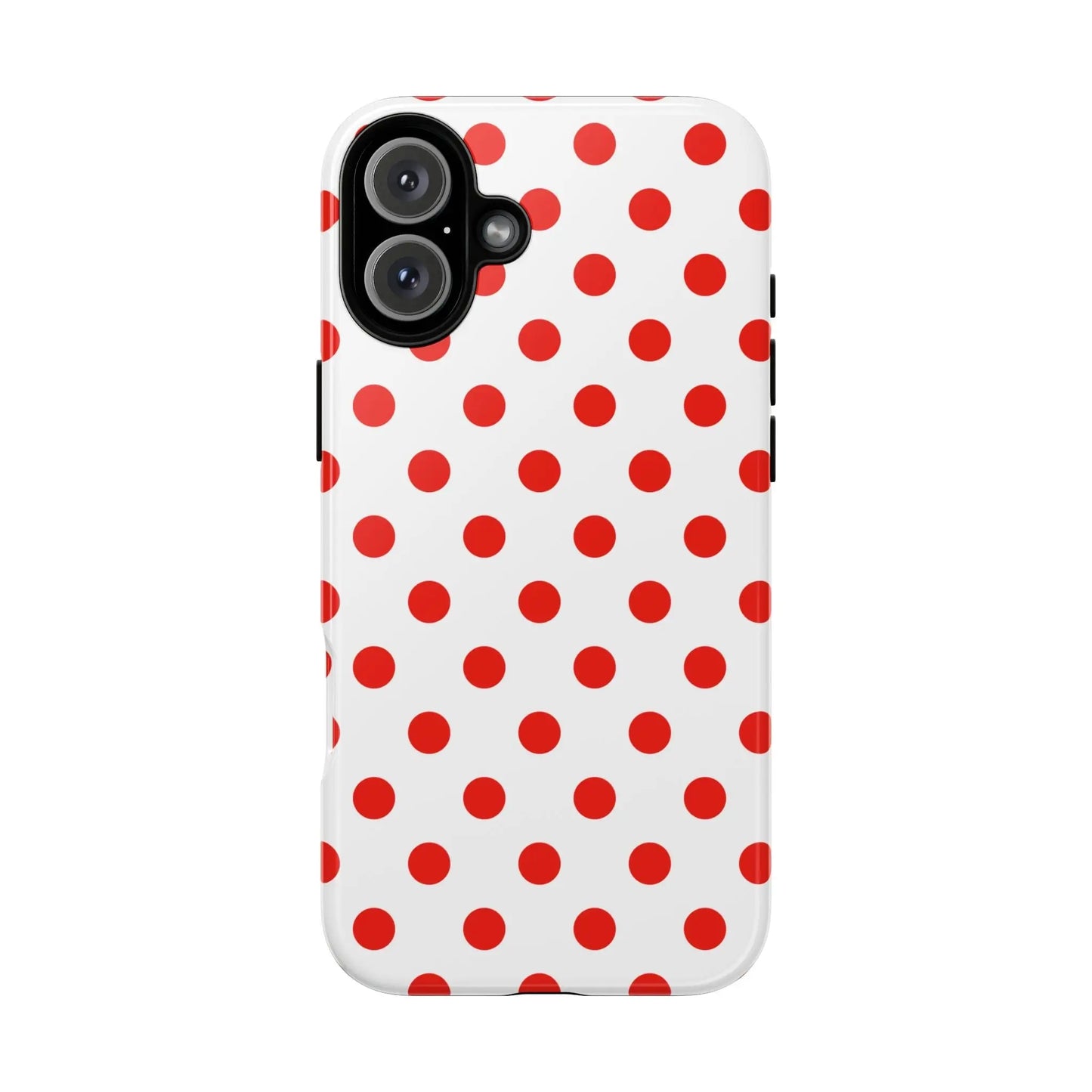 Red White Polka Dot Phone Case Cover for iPhone Samsung and Google Phones - iPhone 16 Plus / Glossy - Phone Case