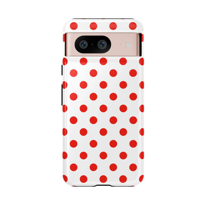 Red White Polka Dot Phone Case Cover for iPhone Samsung and Google Phones - Google Pixel 8 / Glossy - Phone Case