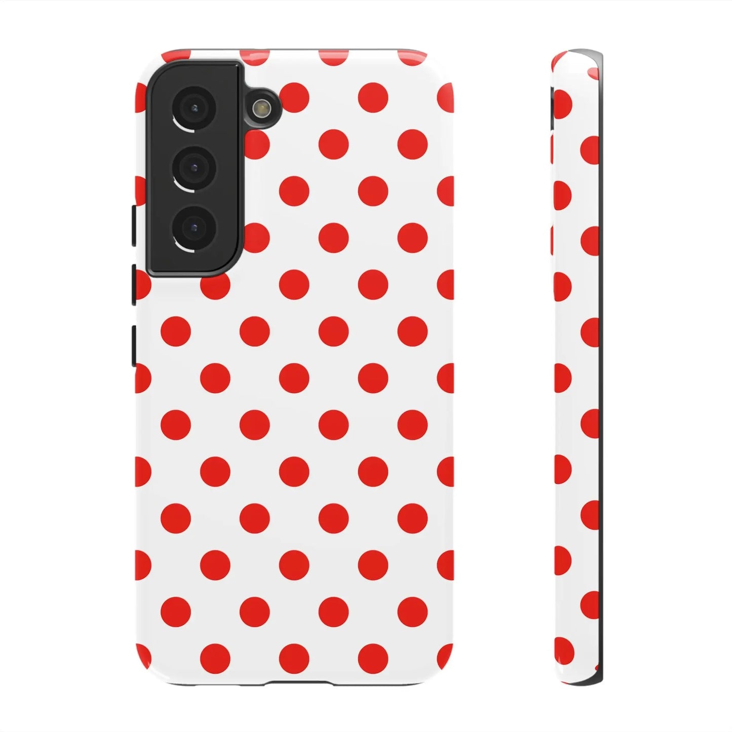 Red White Polka Dot Phone Case Cover for iPhone Samsung and Google Phones - Samsung Galaxy S22 / Glossy - Phone Case