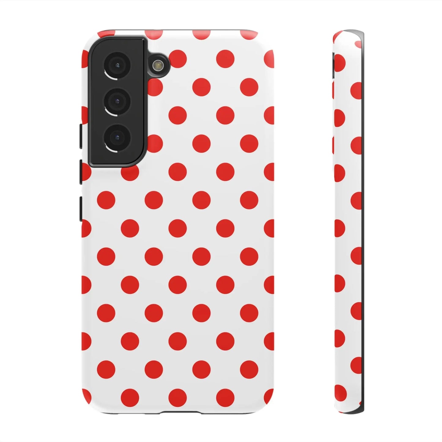 Red White Polka Dot Phone Case Cover for iPhone Samsung and Google Phones - Samsung Galaxy S22 / Matte - Phone Case