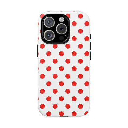 Red White Polka Dot Phone Case Cover for iPhone Samsung and Google Phones - iPhone 16 Pro / Matte - Phone Case