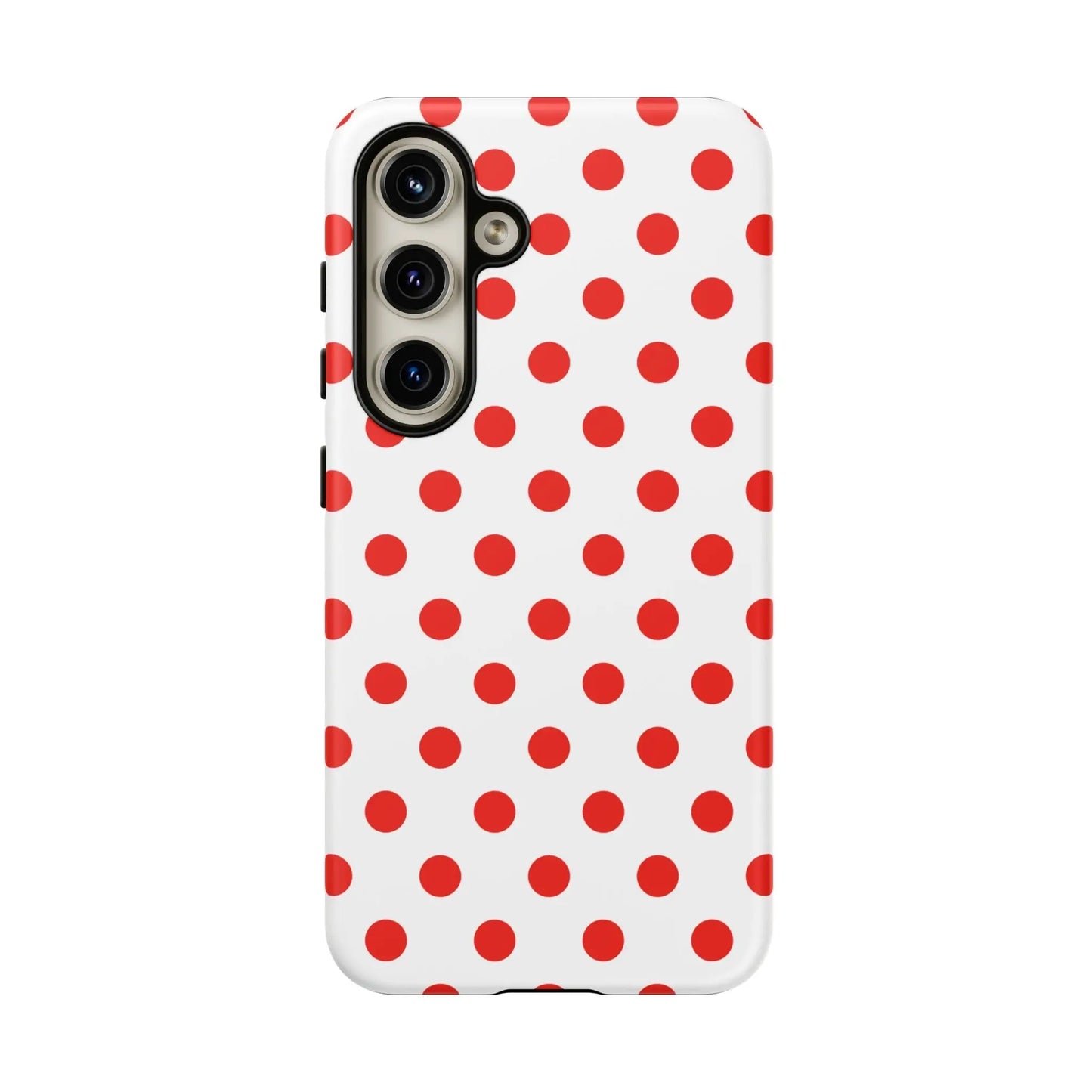 Red White Polka Dot Phone Case Cover for iPhone Samsung and Google Phones - Samsung Galaxy S24 / Matte - Phone Case