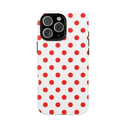Red White Polka Dot Phone Case Cover for iPhone Samsung and Google Phones - iPhone 16 Pro Max / Matte - Phone Case