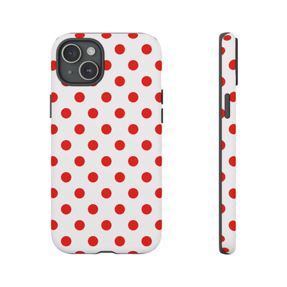 Red White Polka Dot Phone Case Cover for iPhone Samsung and Google Phones - iPhone 15 Plus / Matte - Phone Case