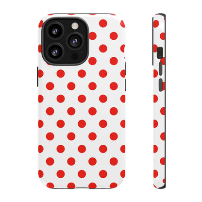 Red White Polka Dot Phone Case Cover for iPhone Samsung and Google Phones - iPhone 13 Pro / Glossy - Phone Case