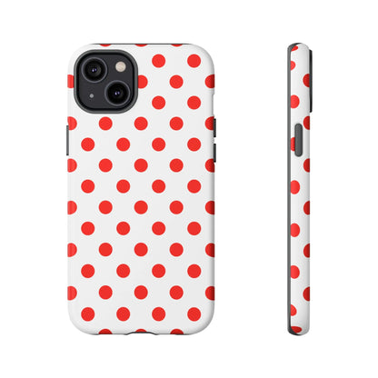 Red White Polka Dot Phone Case Cover for iPhone Samsung and Google Phones - iPhone 14 Plus / Matte - Phone Case