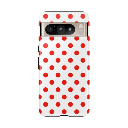 Red White Polka Dot Phone Case Cover for iPhone Samsung and Google Phones - Google Pixel 8 Pro / Glossy - Phone Case