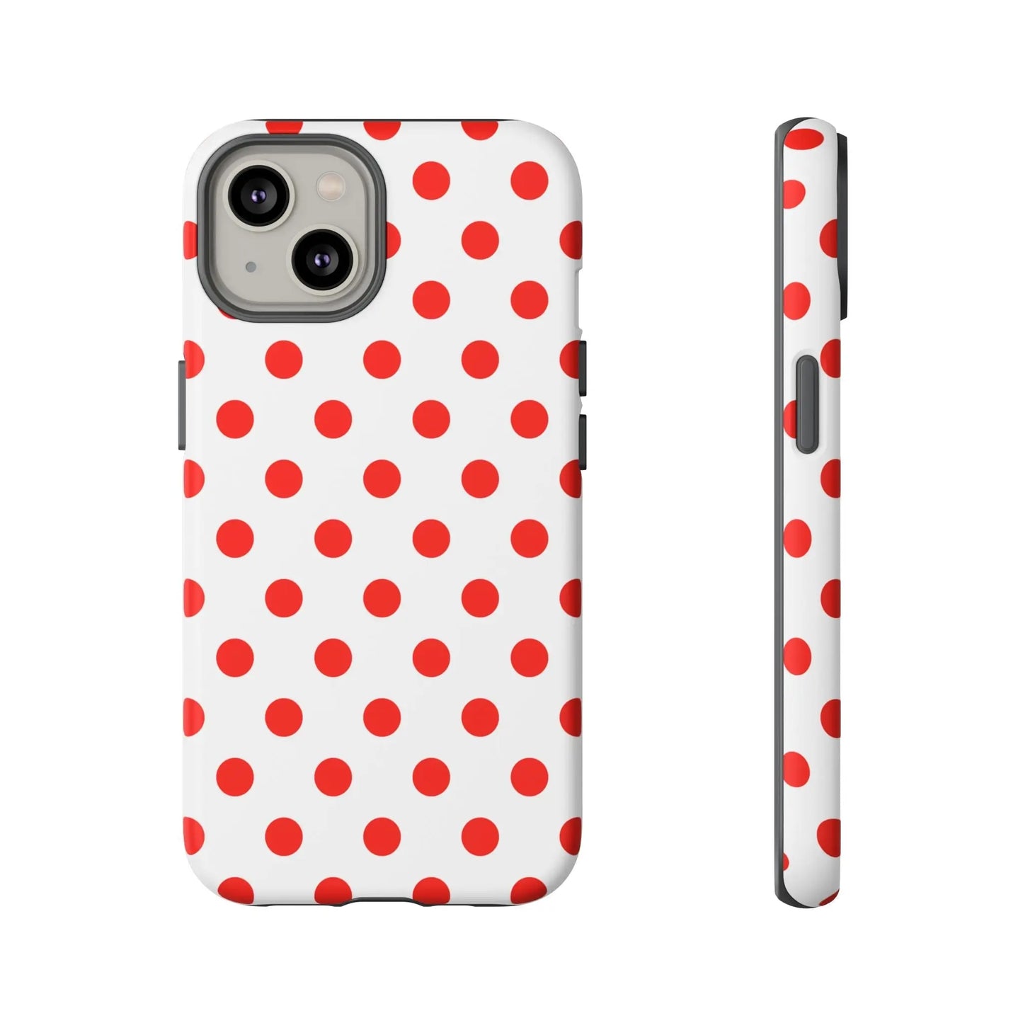 Red White Polka Dot Phone Case Cover for iPhone Samsung and Google Phones - iPhone 14 / Matte - Phone Case