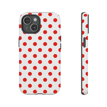 Red White Polka Dot Phone Case Cover for iPhone Samsung and Google Phones - iPhone 15 / Matte - Phone Case
