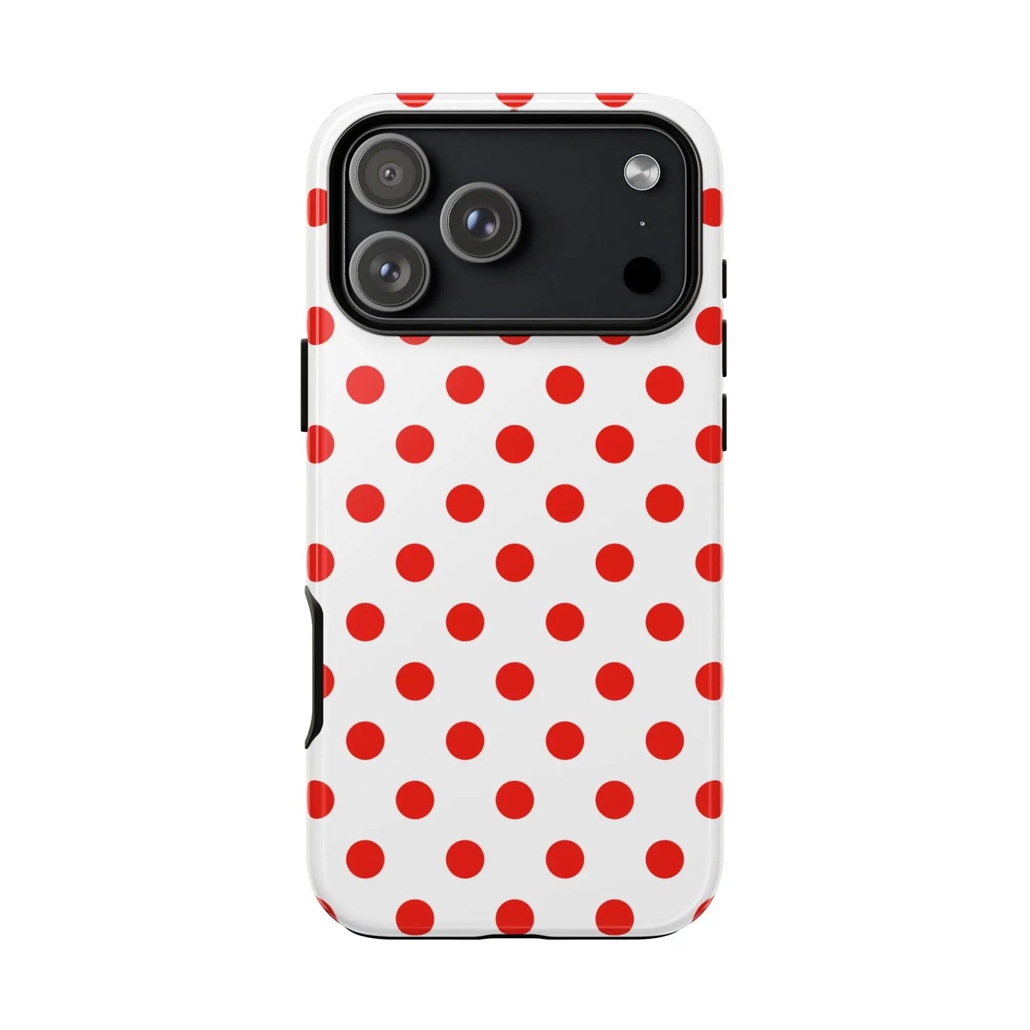 Red White Polka Dot Phone Case Cover for iPhone Samsung and Google Phones - iPhone 17 Pro Max / Glossy - Phone Case