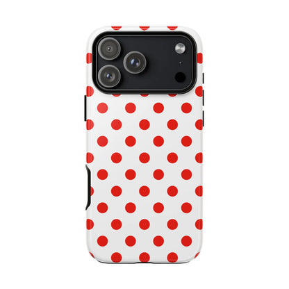 Red White Polka Dot Phone Case Cover for iPhone Samsung and Google Phones - iPhone 17 Pro Max / Glossy - Phone Case