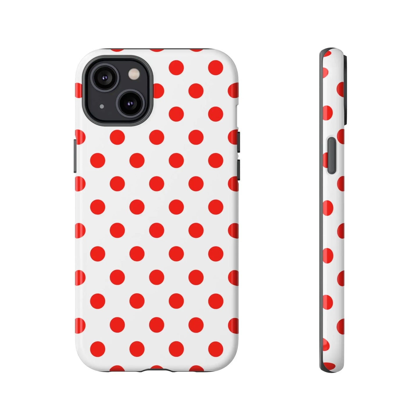 Red White Polka Dot Phone Case Cover for iPhone Samsung and Google Phones - iPhone 14 Plus / Glossy - Phone Case
