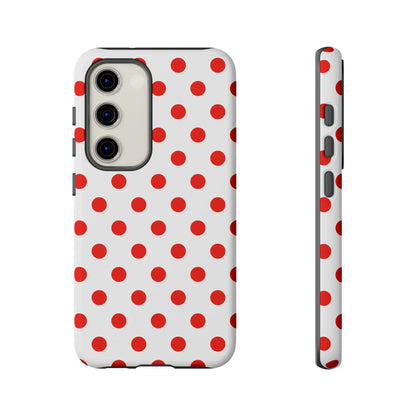 Red White Polka Dot Phone Case Cover for iPhone Samsung and Google Phones - Samsung Galaxy S23 / Matte - Phone Case