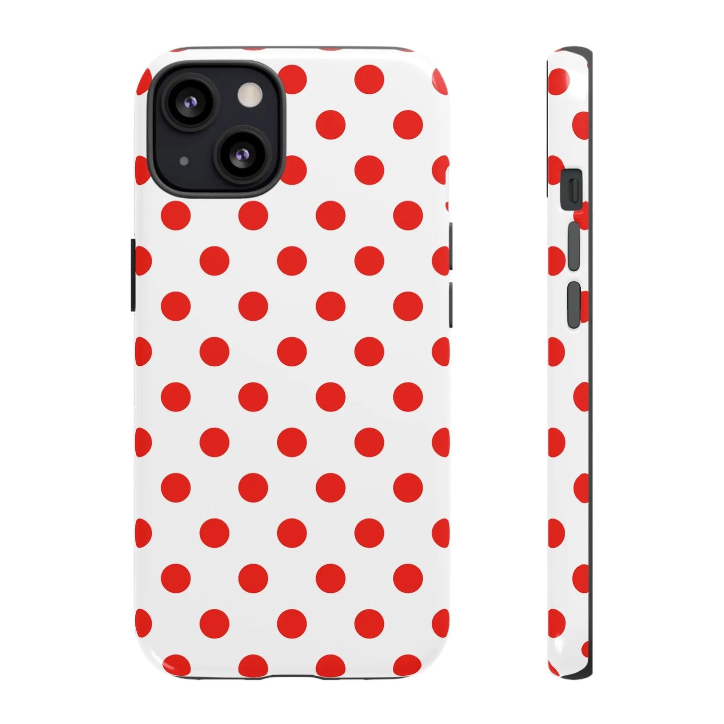 Red White Polka Dot Phone Case Cover for iPhone Samsung and Google Phones - iPhone 13 / Glossy - Phone Case
