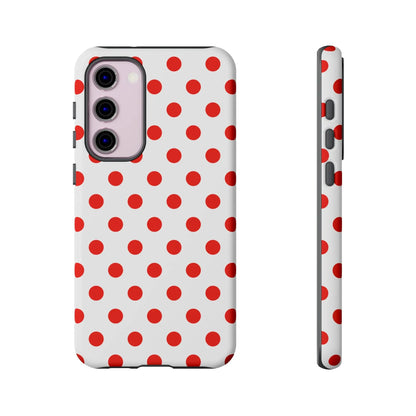 Red White Polka Dot Phone Case Cover for iPhone Samsung and Google Phones - Samsung Galaxy S23 Plus / Matte - Phone Case