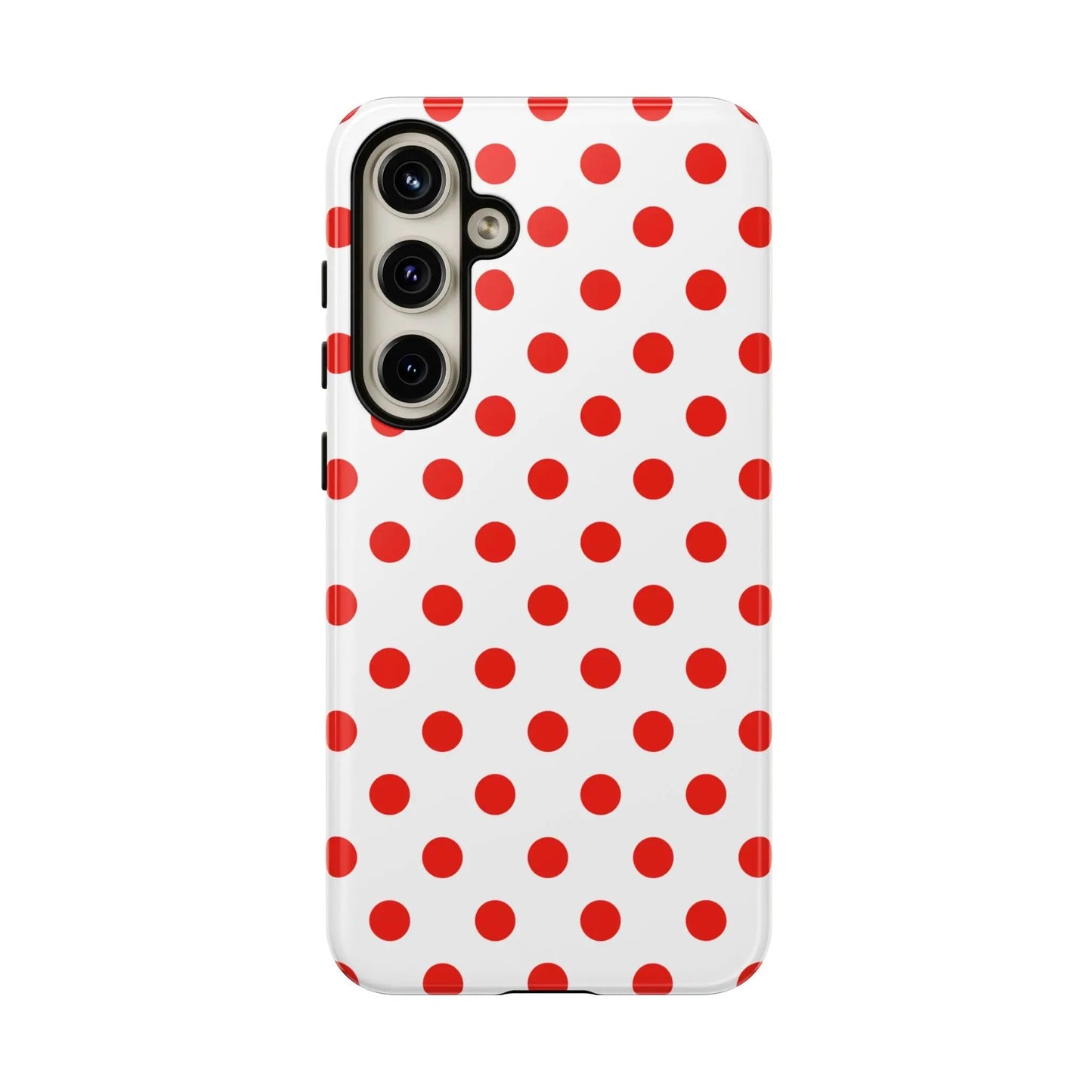 Red White Polka Dot Phone Case Cover for iPhone Samsung and Google Phones - Samsung Galaxy S24 Plus / Glossy - Phone