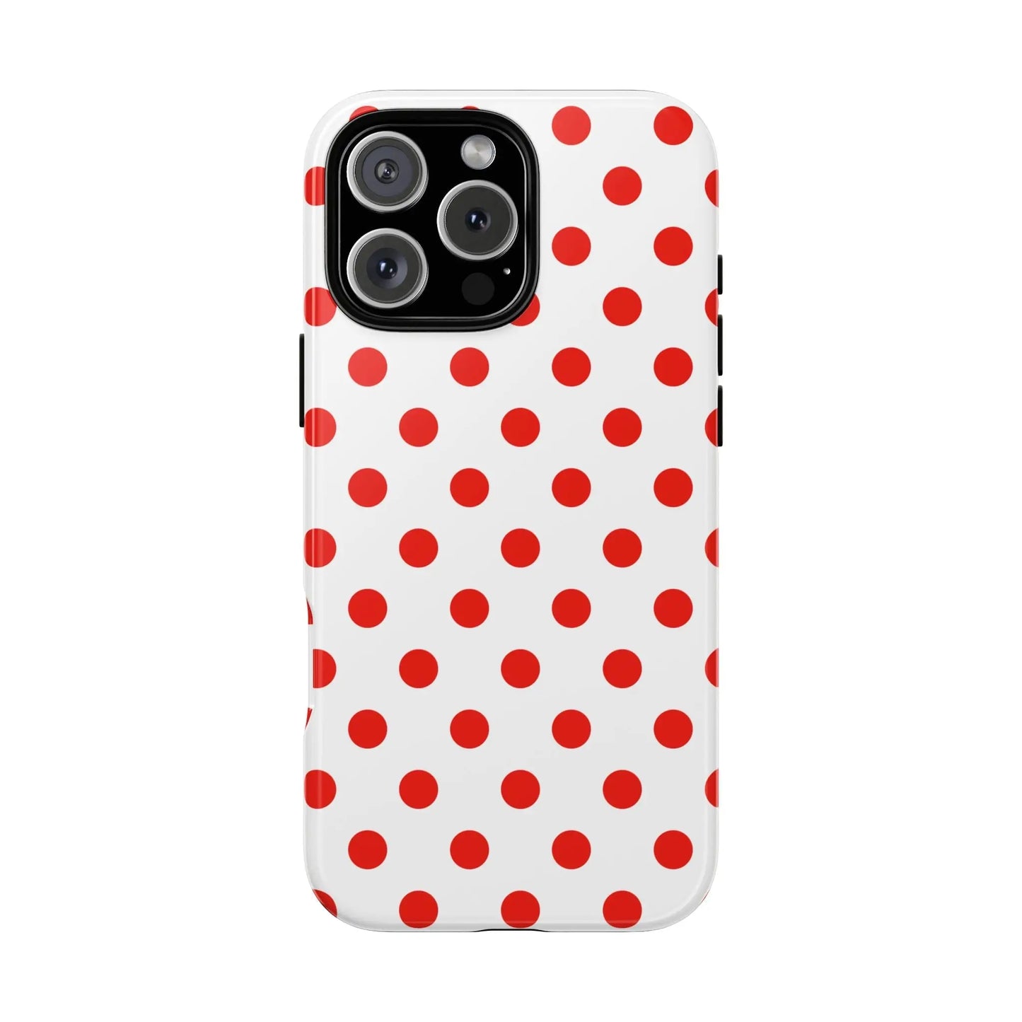 Red White Polka Dot Phone Case Cover for iPhone Samsung and Google Phones - iPhone 16 Pro Max / Glossy - Phone Case