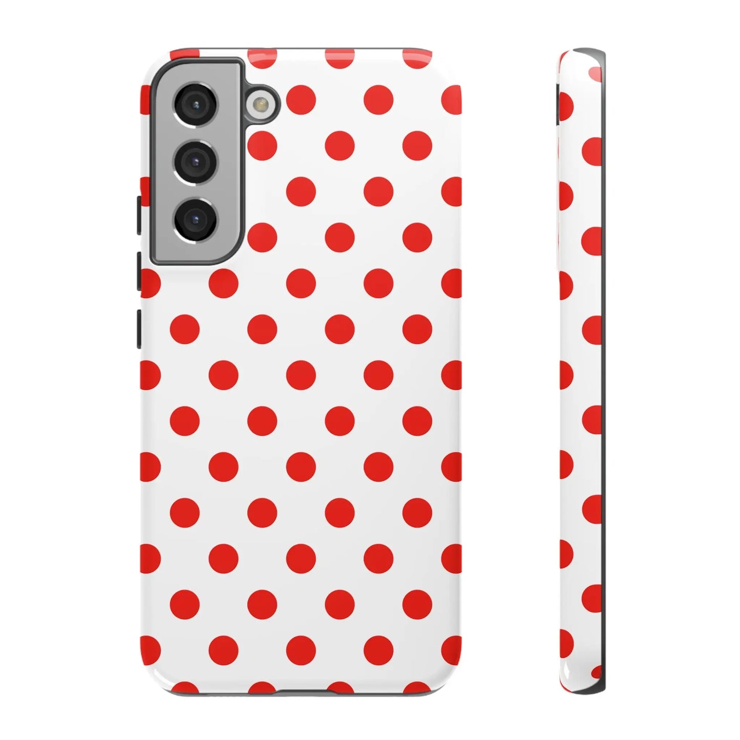 Red White Polka Dot Phone Case Cover for iPhone Samsung and Google Phones - Samsung Galaxy S22 Plus / Glossy - Phone