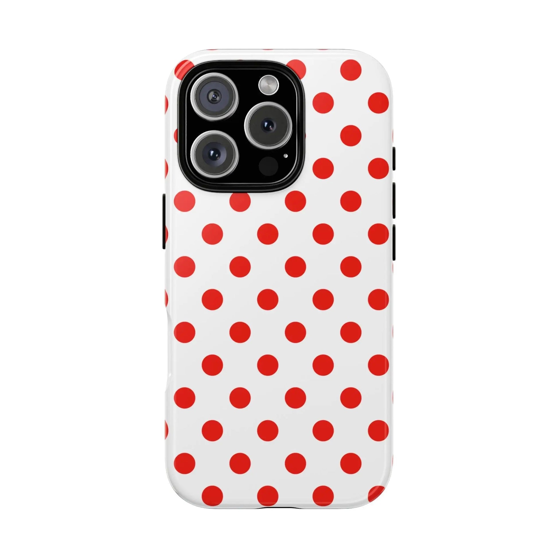 Red White Polka Dot Phone Case Cover for iPhone Samsung and Google Phones - Phone Case