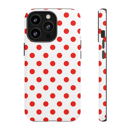 Red White Polka Dot Phone Case Cover for iPhone Samsung and Google Phones - iPhone 13 Pro / Matte - Phone Case