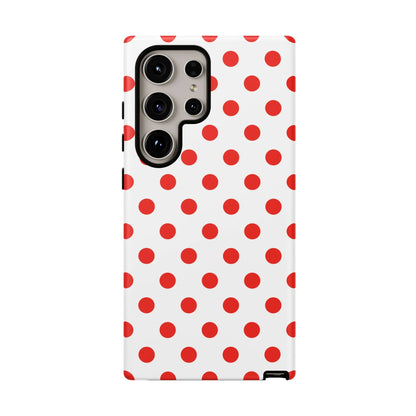 Red White Polka Dot Phone Case Cover for iPhone Samsung and Google Phones - Samsung Galaxy S24 Ultra / Matte - Phone