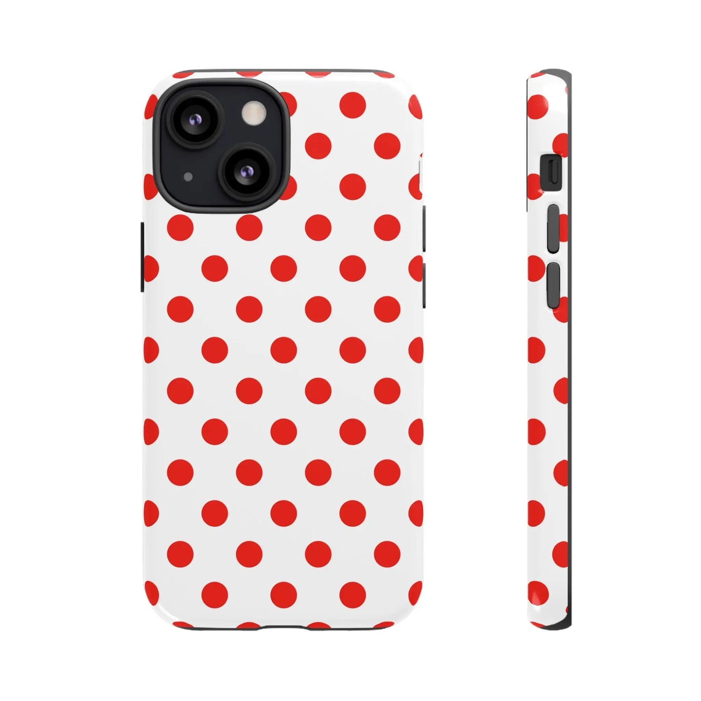 Red White Polka Dot Phone Case Cover for iPhone Samsung and Google Phones - iPhone 13 Mini / Glossy - Phone Case