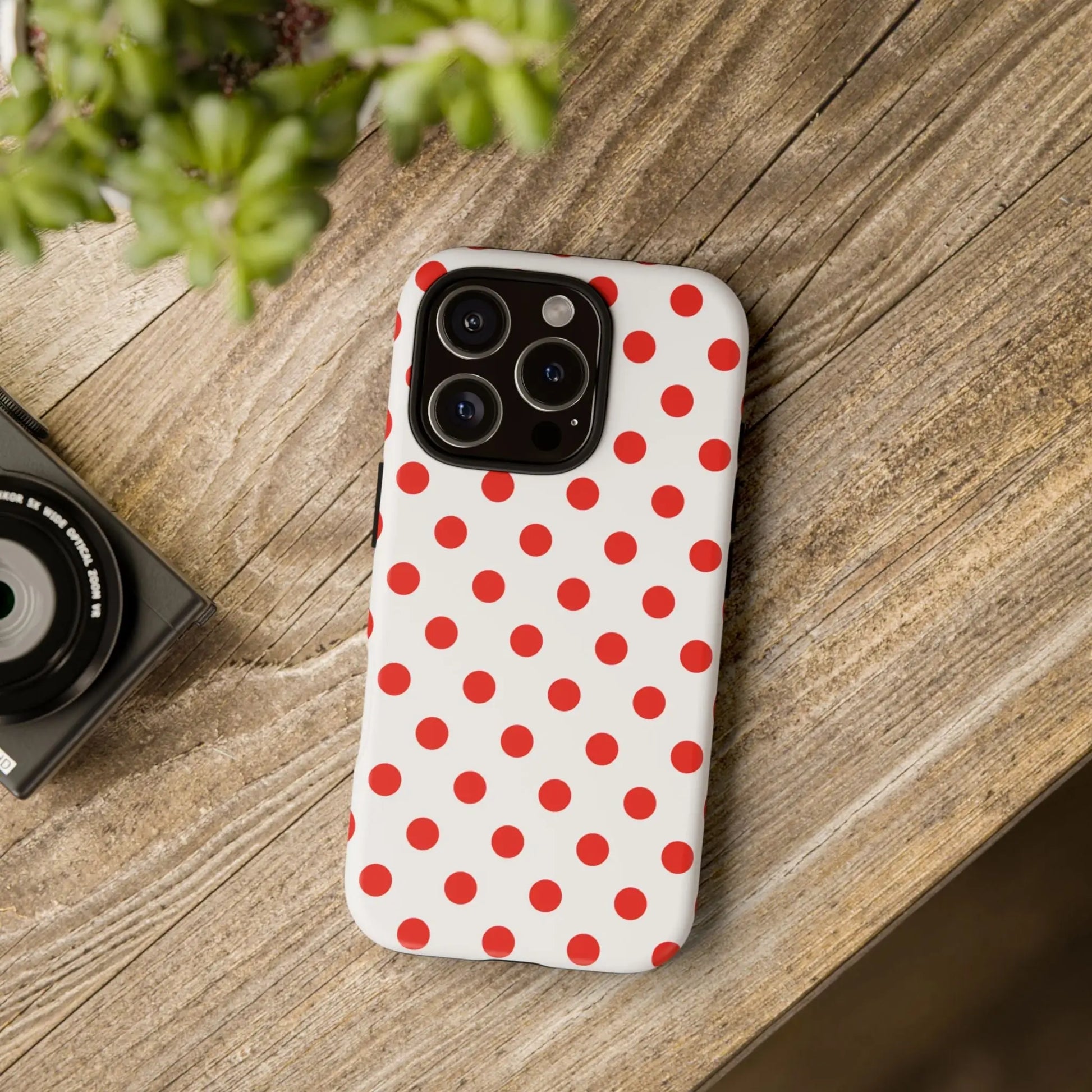 Red White Polka Dot Phone Case Cover for iPhone Samsung and Google Phones - Phone Case