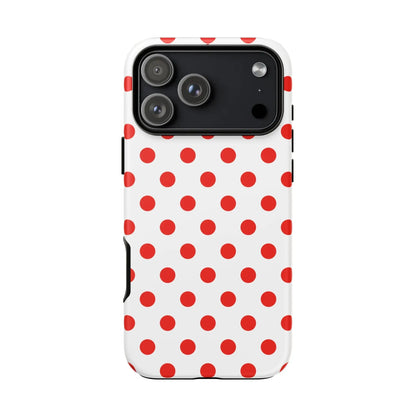 Red White Polka Dot Phone Case Cover for iPhone Samsung and Google Phones - iPhone 17 Pro Max / Matte - Phone Case