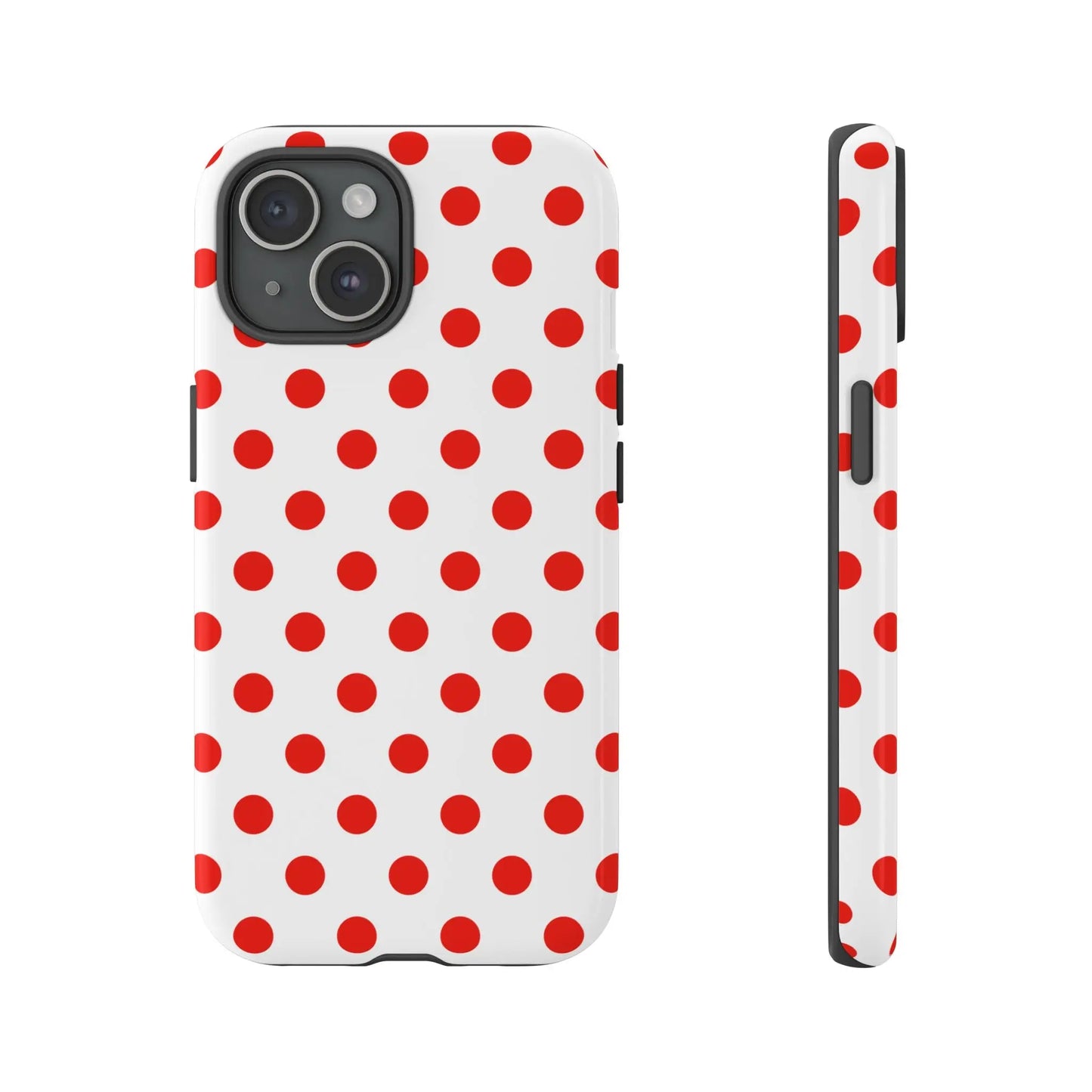 Red White Polka Dot Phone Case Cover for iPhone Samsung and Google Phones - iPhone 15 / Glossy - Phone Case