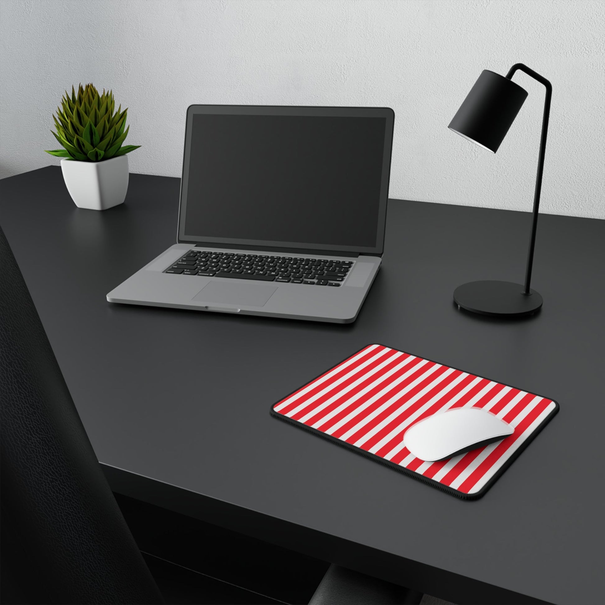 Red & White Striped Non‑Slip Gaming Mouse Pad - 9.5’’ × 8’’ - Mouse Pad