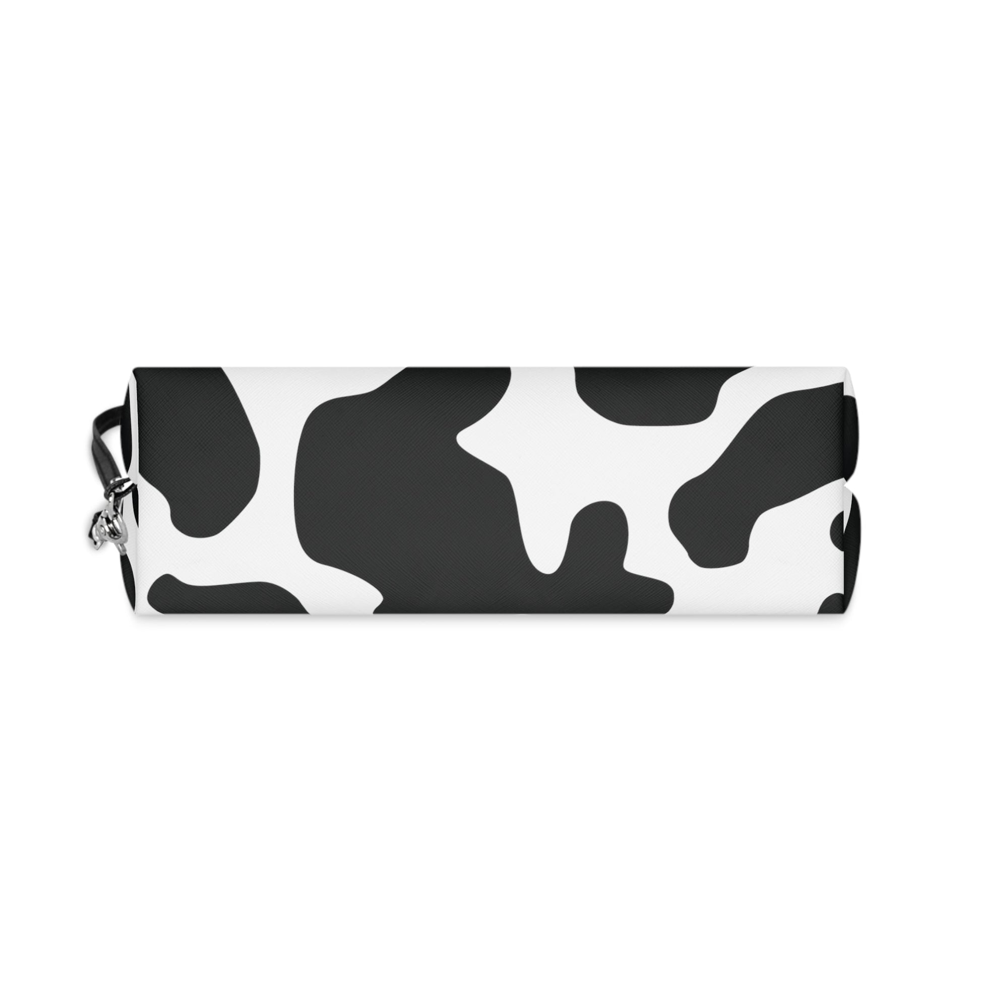 Round Black cow print Makeup Bag