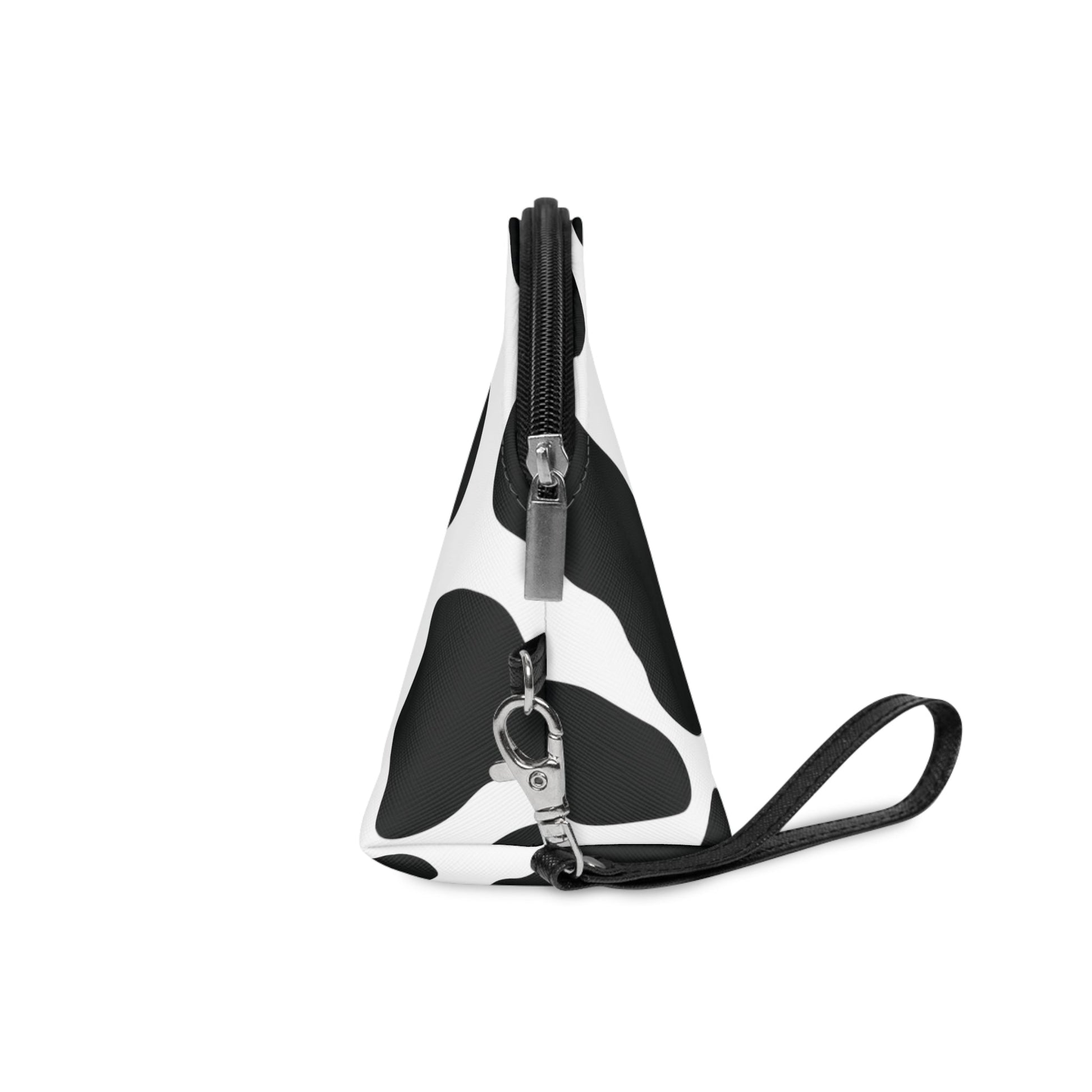 Round Black cow print Makeup Bag