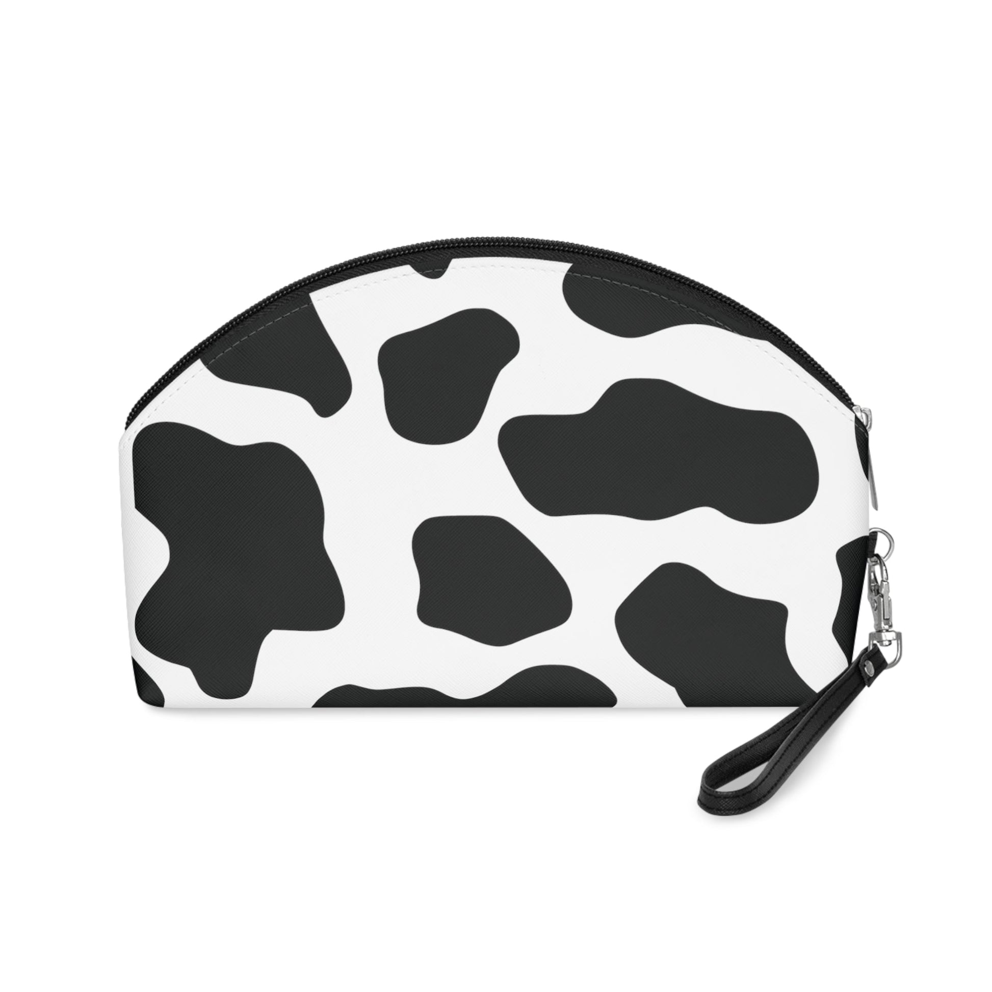 Round Black cow print Makeup Bag