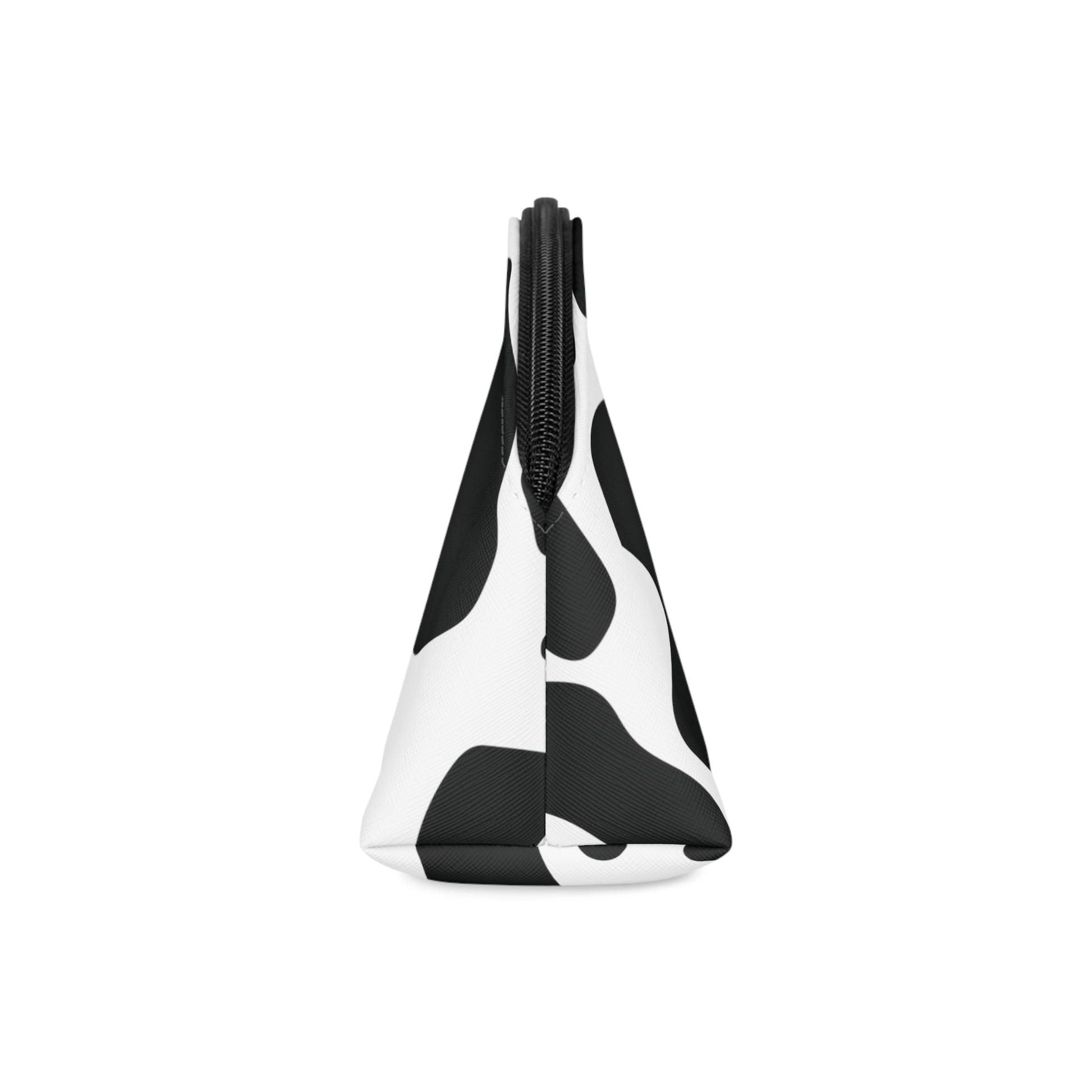 Round Black cow print Makeup Bag