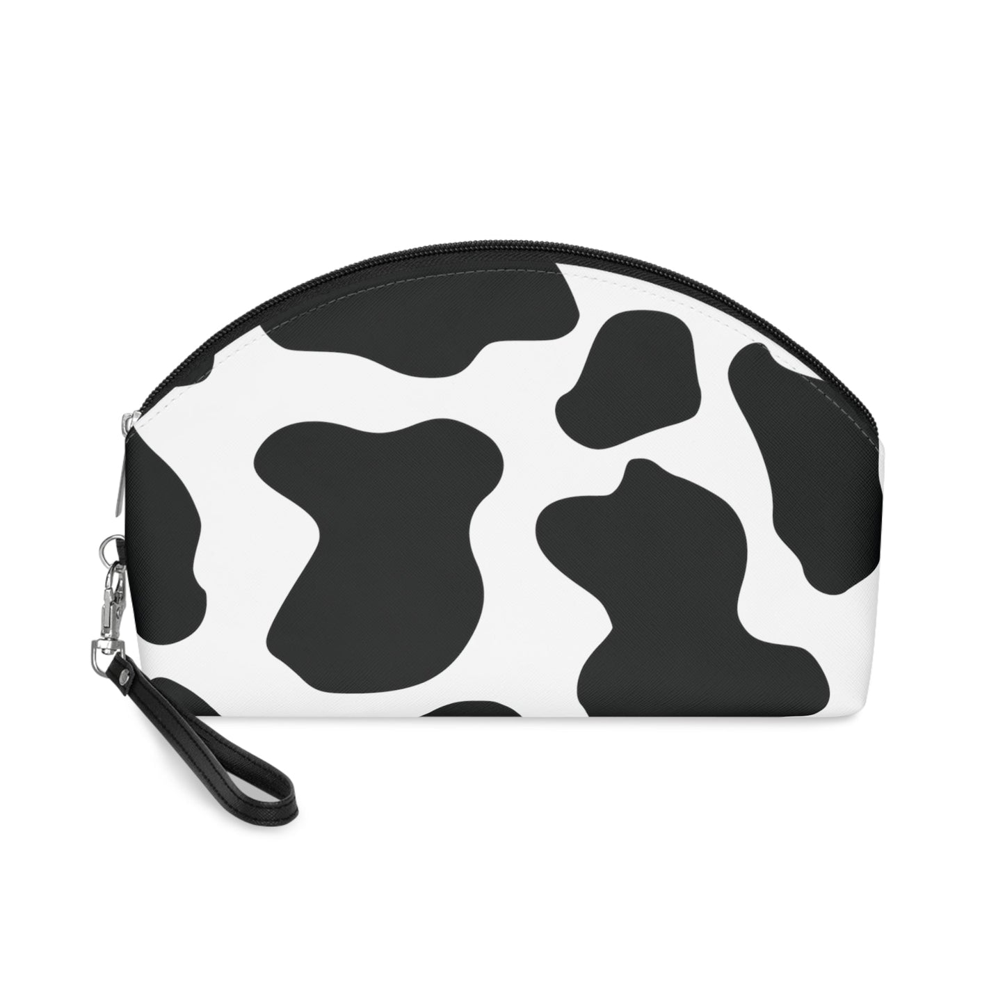 Round Black cow print Makeup Bag