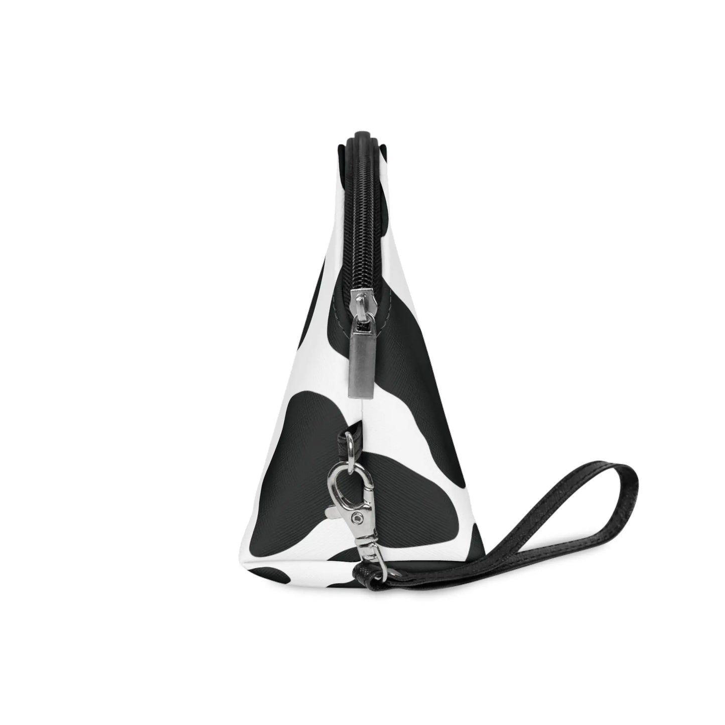Round Black cow print Makeup Bag