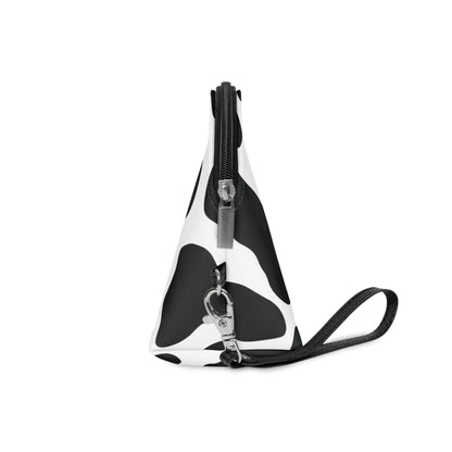 Round Black cow print Makeup Bag
