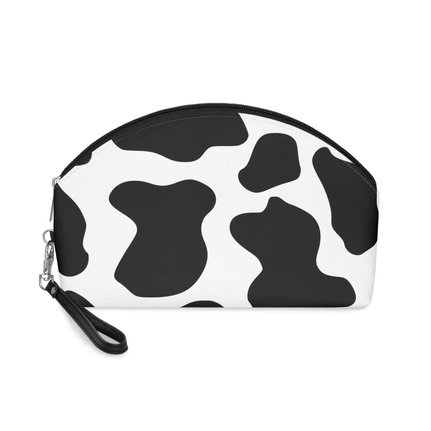 Round Black cow print Makeup Bag
