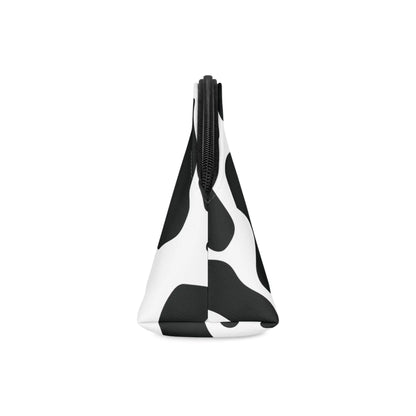 Round Black cow print Makeup Bag