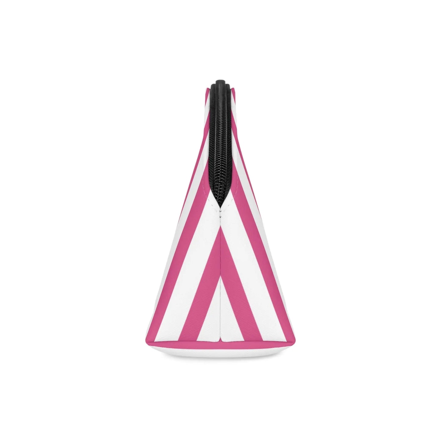 Striped Pink Makeup Bag — Cosmetic Pouch with Wrist Strap - 6.3’’ × 9.4’’ × 3.3’’ - Makeup Bags