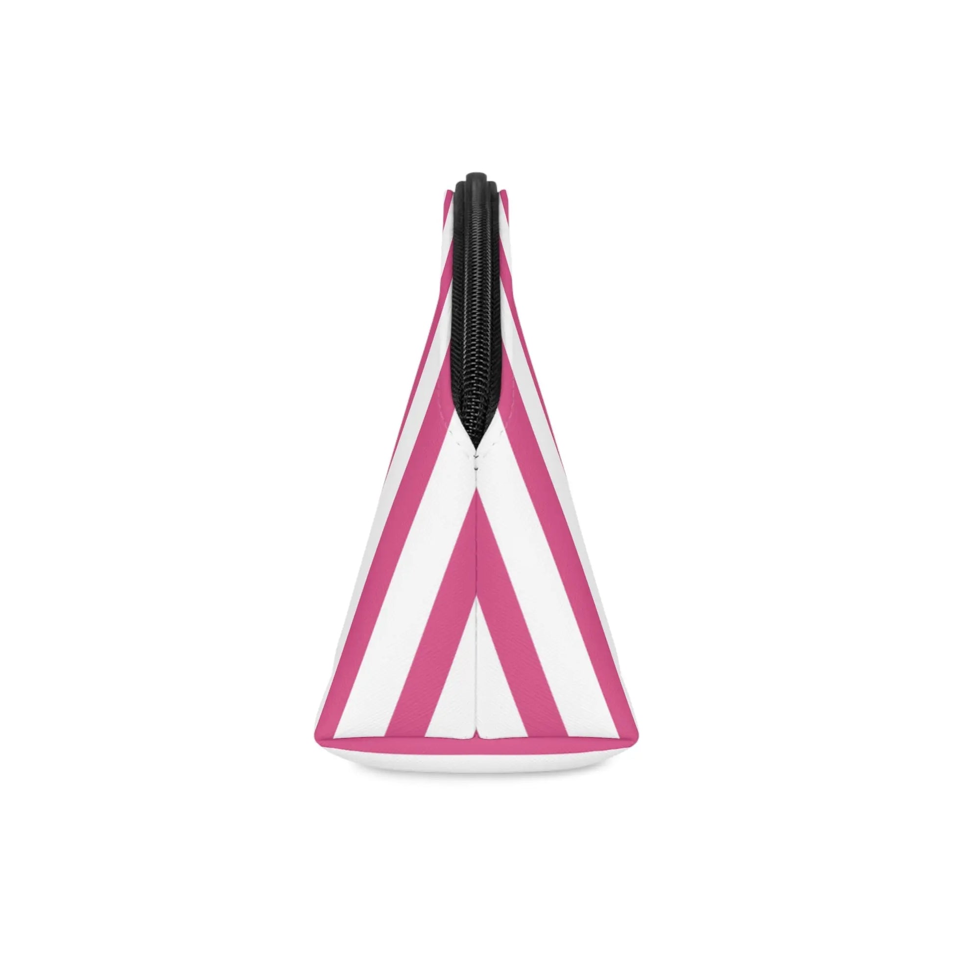 Striped Pink Makeup Bag — Cosmetic Pouch with Wrist Strap - 6.3’’ × 9.4’’ × 3.3’’ - Makeup Bags