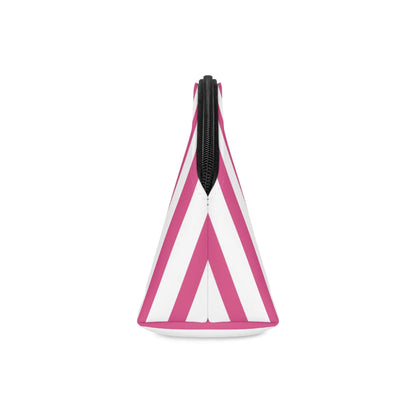 Striped Pink Makeup Bag — Cosmetic Pouch with Wrist Strap - 6.3’’ × 9.4’’ × 3.3’’ - Makeup Bags