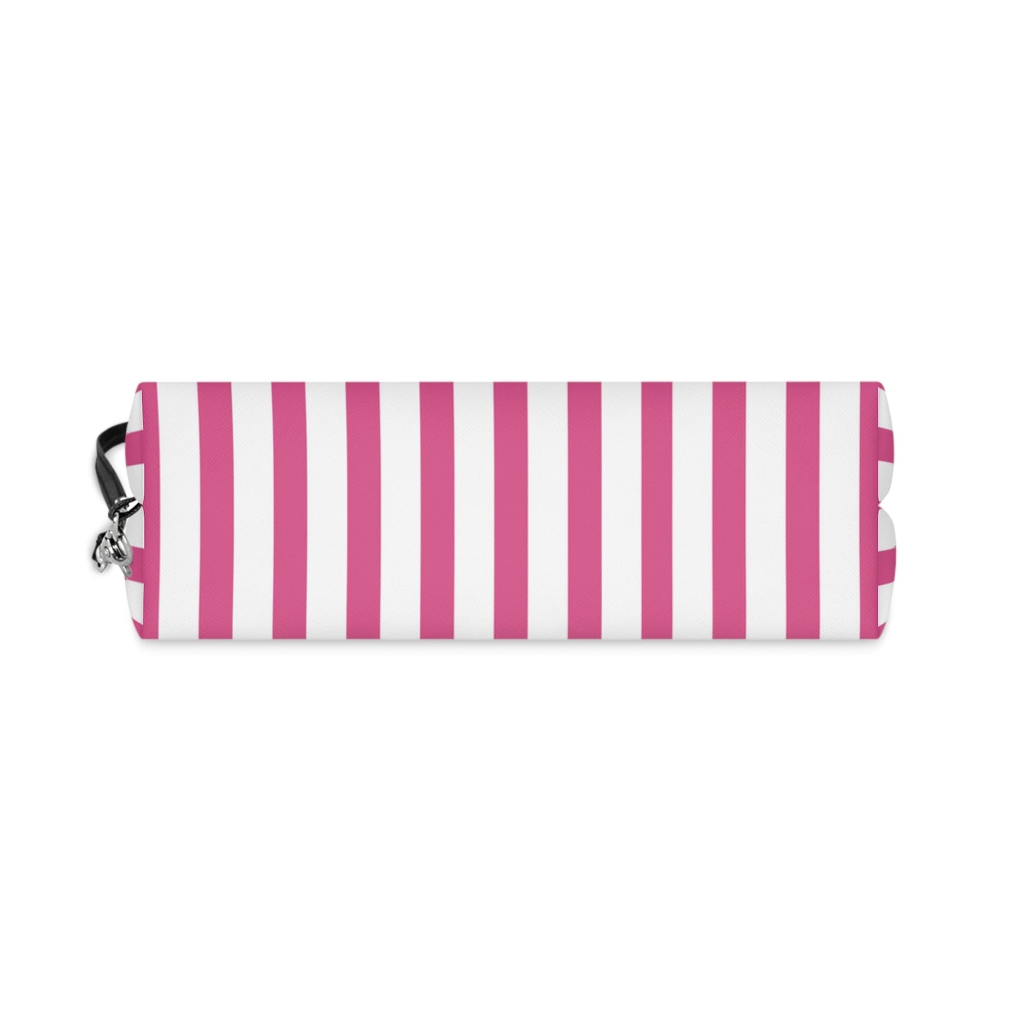 Striped Pink Makeup Bag — Cosmetic Pouch with Wrist Strap - 6.3’’ × 9.4’’ × 3.3’’ - Makeup Bags